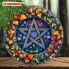 Vintage Pentagram Metal Wall Art Round Aluminum Sign Gothic Home Decor Halloween Christmas Gift