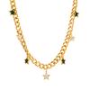 Vintage Stainless Steel 18K Gold Plated Chain Eye Star Charm Necklace for Women Jewelry Sweater Chain