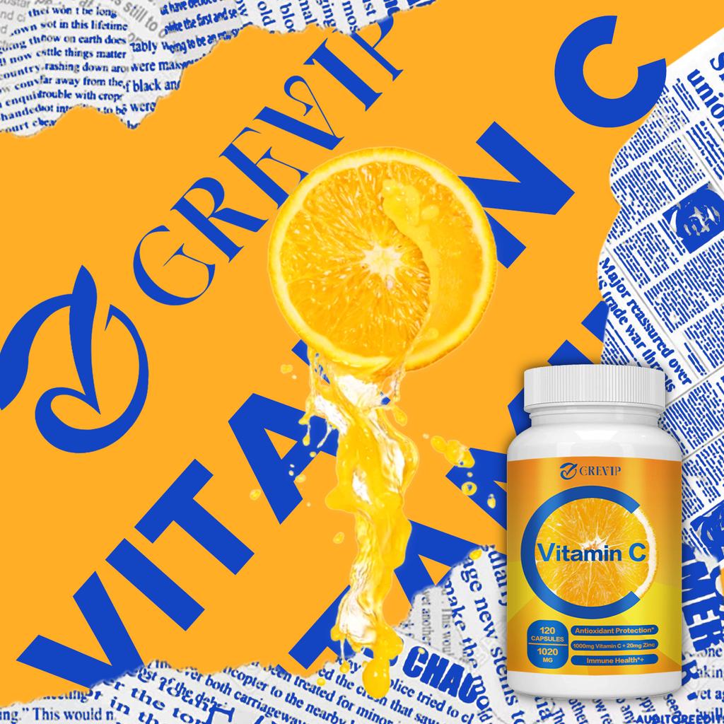 Vitamin C + Zinc Complex Capsules, 1020 Mg Per Serving, High Concentration Ratio, for Adults To Enhance Immunity.
