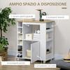 Kitchen Cart with Cabinet and Adjustable Shelves, Swivel Wheels and Brake, 75x39.5x88 cm, White