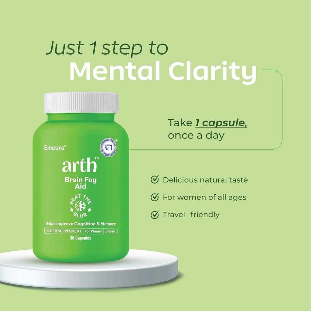 Arth Brahmi Capsules by Emcure | 30CAP X Pack of 3 for Memory, Focus & Mental Clarity Support