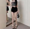 Spicy Girl High-Waist Lace-Up Black Shorts - Women's Summer Casual Slim Straight-Leg Hot Pants