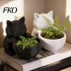 Artistic Plant Pot 3D Printed Cat Ornament, Shape Pot, Office Desk Stable Ceramic Holder, Matte Frosted Surface Container for Home Decor Bay Window