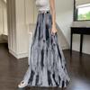 Damen 2024 Batik Plissee Midirock mit hohem Bund