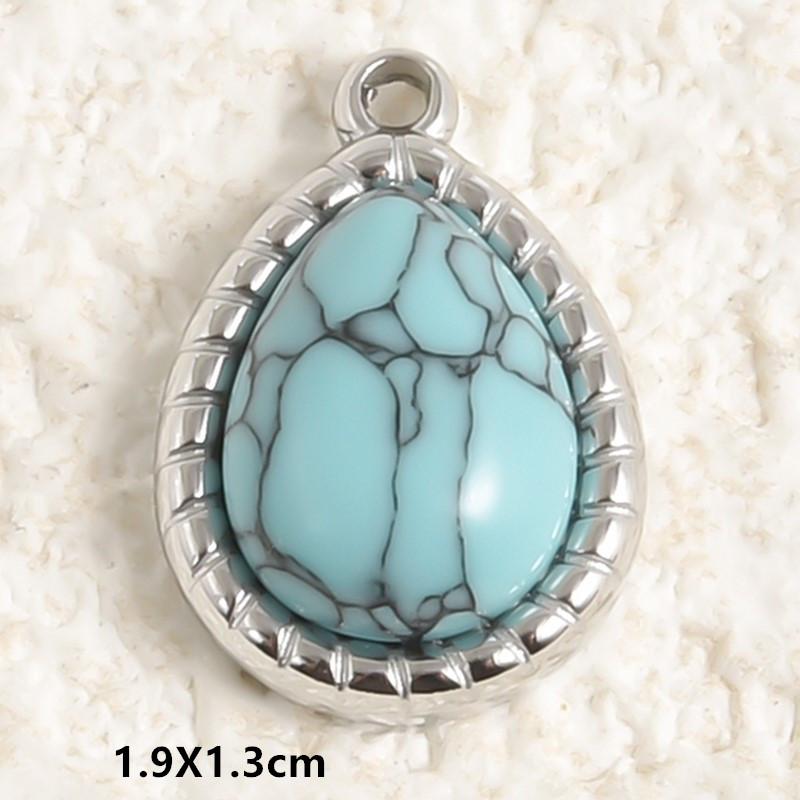 DIY Vintage Sun Oval Charm Stainless Steel Pendants For Jewelry Making Supplies Turquoise Charm Necklace Earrings Decor Findings