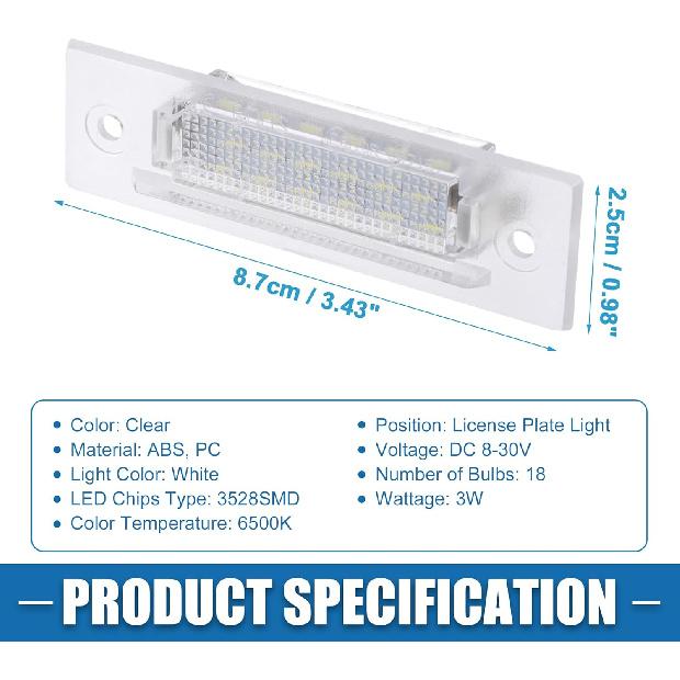 Car 6500K White LED License Plate Light Assembly No.9646316200101C 3528SMD for Porsche Boxster 986 99-04 for Porsche 964 993 ABS Clear (Set of 2)