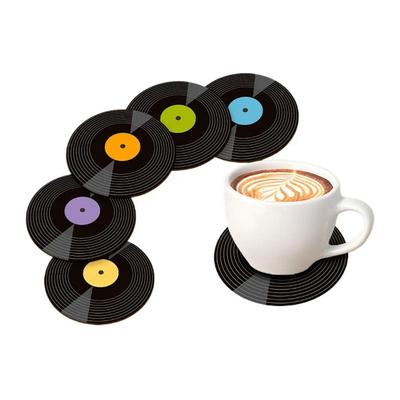 10PCS Retro Vinyl Record Cup Coaster Anti-slip Coffee Coasters Heat Resistant Music Drink Mug Mat Table Placemat Decor