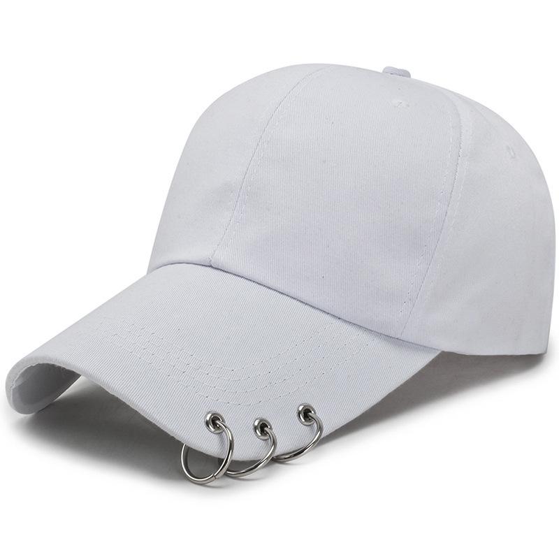 Baseball Cap Women Men Unisex Trendy Metal Rings Black Hip Hop Fashion Caps Sun Protect Hat Spring Autumn Sunshade Korean Casual