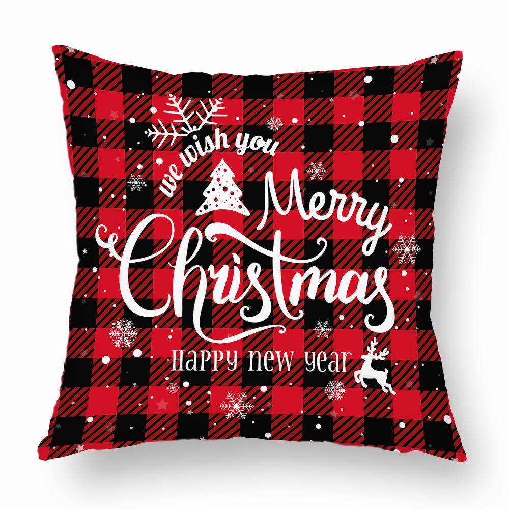 Christmas Hug Furniture Pillowcase Red Plaid Sofa Waist Support Pillow Home Home Decor Linen