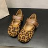 French Retro Style Leopard Print Mary Jane Female Two Wear Flat Grandma Shoes Round Head Ballet Shoes Autumn