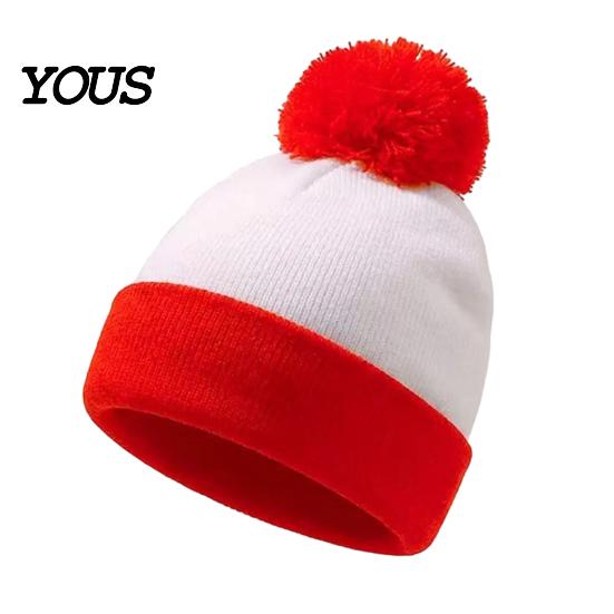 Casual Winter Accessories for Women Christmas Elf Hat, Cozy Knit Hat with Pom Soft Elastic Ribbed Pom, Stretchy Warm Skull Cap Outdoor Cold