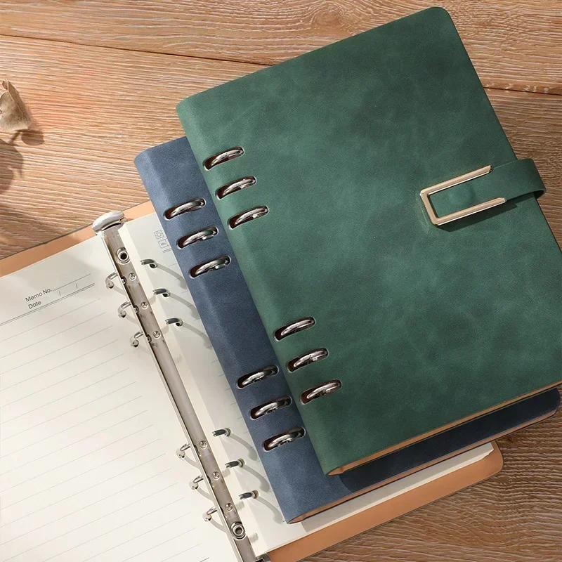 A5 Notebook Simple Office Gift Loose Leaf Vintage Planner Notebooks Creative Buckle Ring Thick Notepads Account Writing Pads