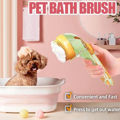 Pet Cat Bath Brush Pet Long Handled Bath Massage Brush For Grooming And Cleaning Fur And Hair