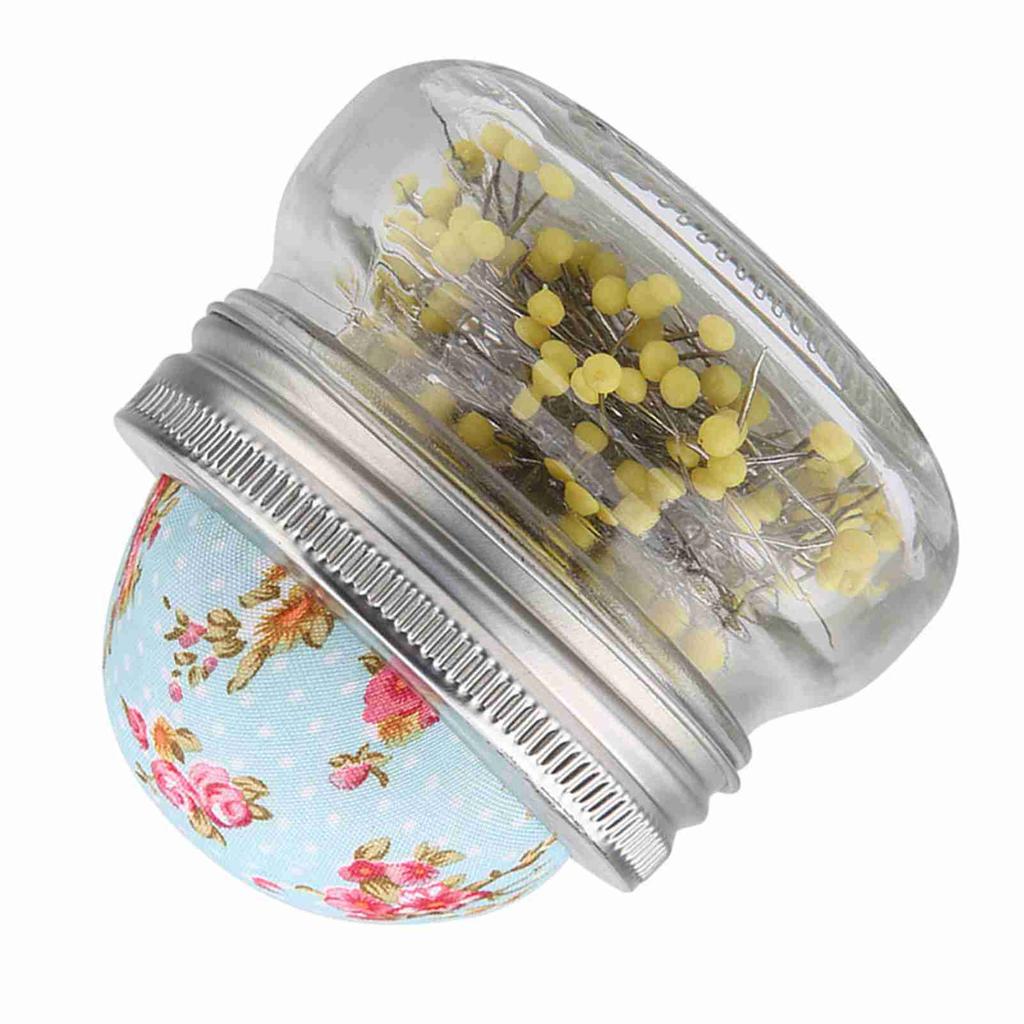 Sewing Pin Cushion Glass Bottle Round Pearl Large Headed Pins Holder DIY Sewing Kit