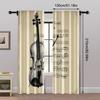 2pcs   Curtain Set Classic Violin & Sheet Music Design Machine Washable Polyester (without Rod) Versatile All for Bedroom   Living