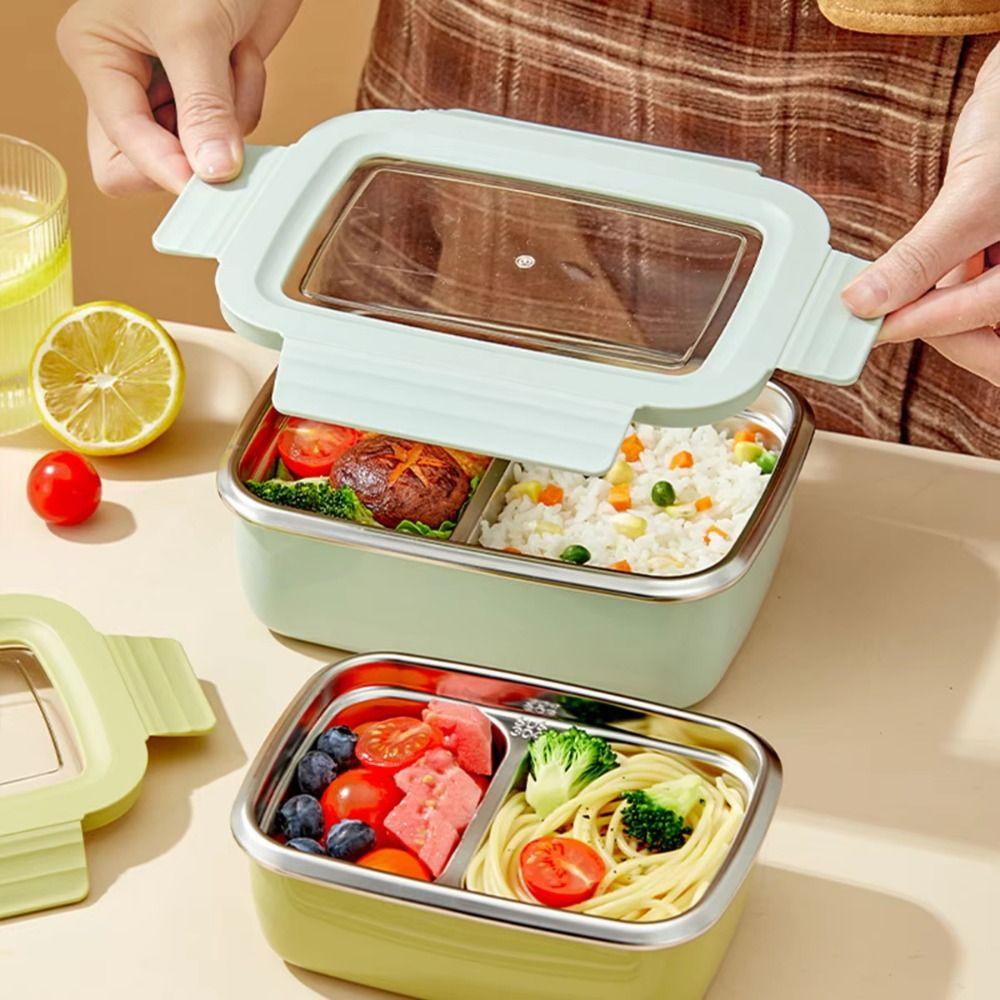 Large Capacity Divided Lunch Box 304 Stainless Steel Snack Box with Lid  Outdoor