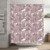 Vintage Floral Print Shower Curtain Pink White Baroque Pattern Waterproof Bath Rug Cover Decoration for Home Decor Bathroom Acce