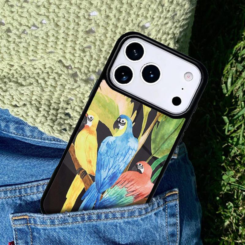 Parrots Colorful Jungle Art mobile phone case Compatible with IPhone 17 16 15 14 13 12 11Pro Max 17 Air cover