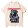 Marilyn Manson Gepfählter Doppelkreuz T-Shirt Retro Print Baumwoll Oberteil Grafik Ärmel Unisex Herren Damen Rundhals T-Shirts