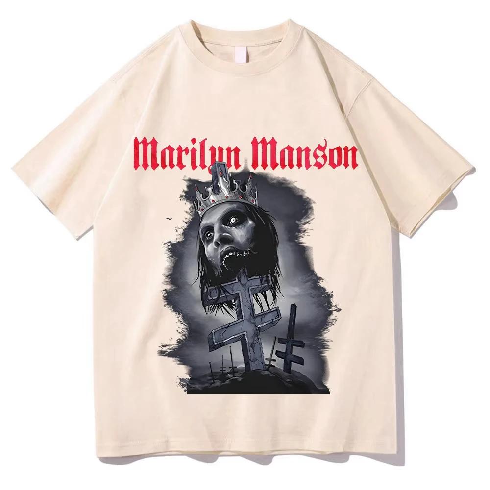 Marilyn Unisexson Durchbohrtes Doppelkreuz T-Shirt Retro-Print Baumwoll-Oberteil Grafische Ärmel Unisex Unisex Damen Freizeit Rundhals-T-Shirts Y2k
