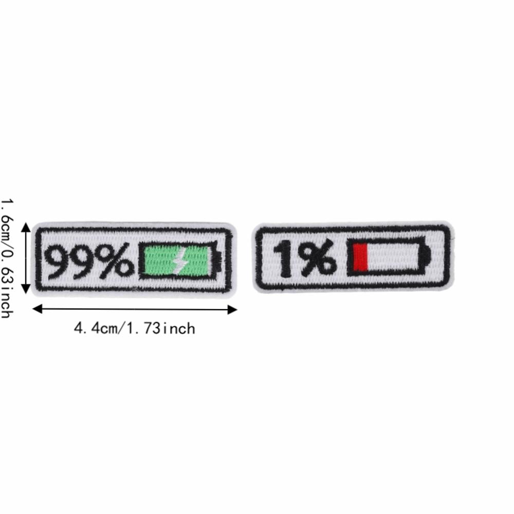 6Pcs Polyester Iron On Patches Battery Level Indicator Sew On Patches Embroidered Patches For Jeans
