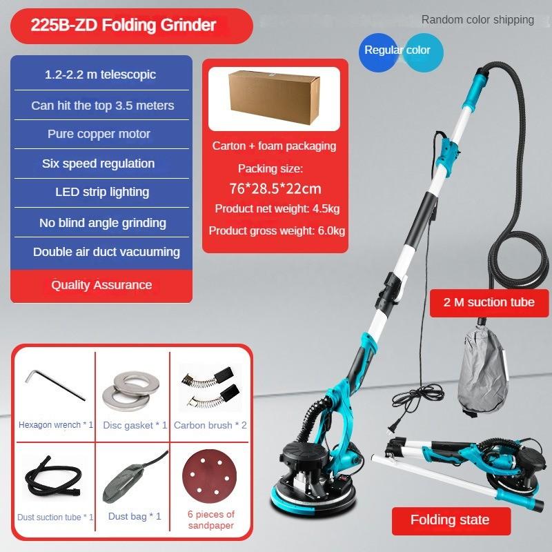 850W Self-priming Wall Polishing Tool Foldable Electric Grinder High Power Wall Putty Smoothing Machine