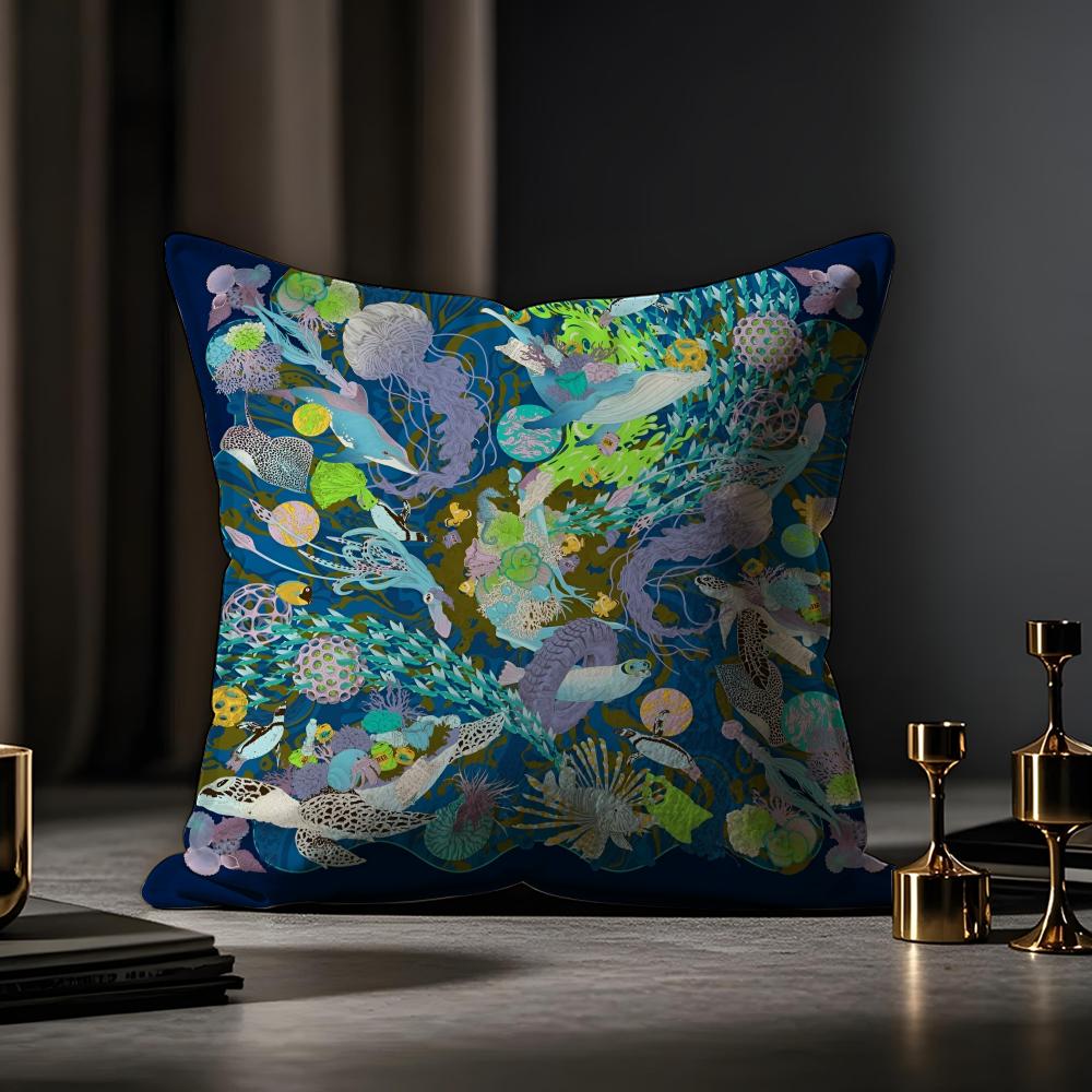 Cambodian Buddha Print Cushion Cover Anti-dustmite Pillowcase Invisible Zipper Silky Short Plush Sofa Cushion Cover