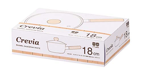 Pearl Metal Crevia Enamel Saucepan with Glass Lid, 18cm, White