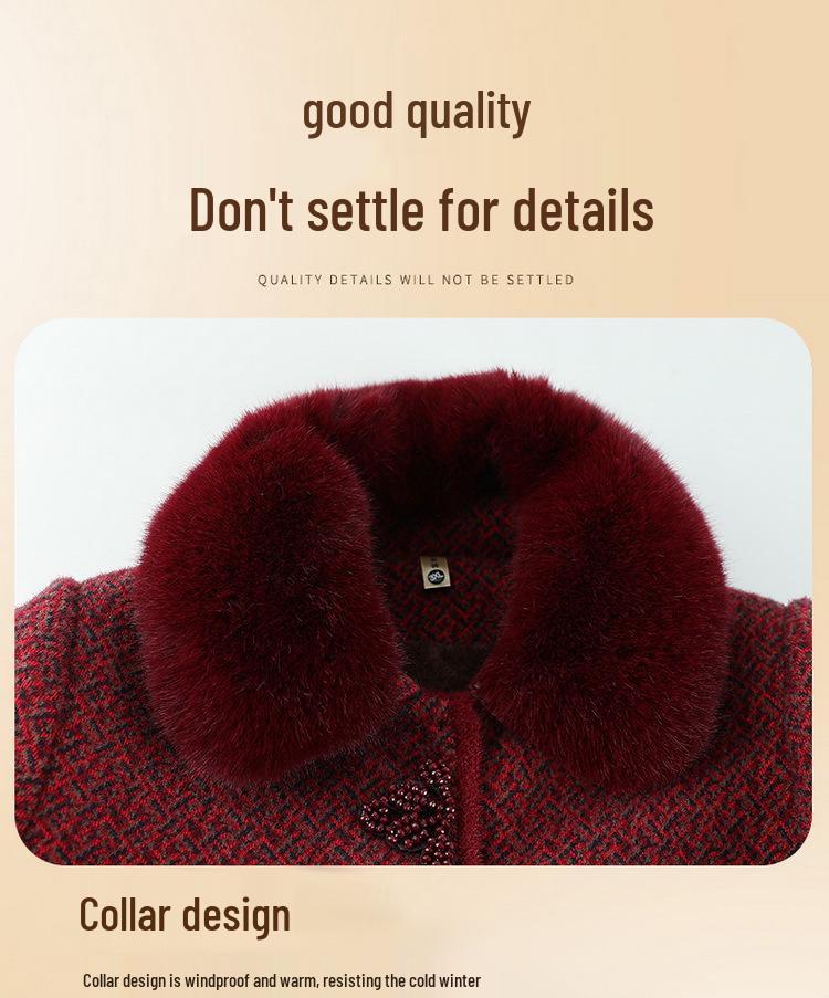 Elderly Women's Stylish Mink Velvet Thickened Winter Coat