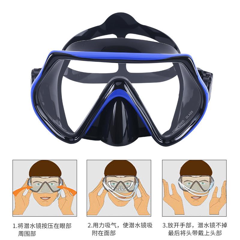 Diving goggles, snorkeling equipment, fully dry snorkel, two-piece swimming mask set for adults and children