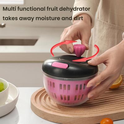 Manueller Salatschleuder Große Kapazität Abtropf- und Schleudertrockner Obst Gemüse Waschtrockner und Aufbewahrungskorb Multifunktionaler Gemüse-Dehydrator