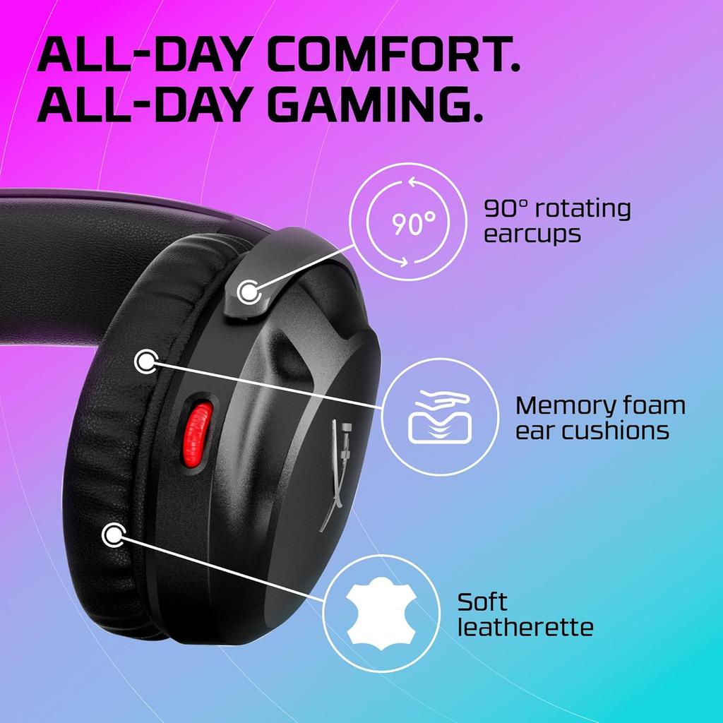 HyperX Cloud Stinger 2 Gaming Headset DTS Headphone Lightweight Over-Ear Headset with mic Swivel-to-Mute Function 50mm Drivers PC Compatible