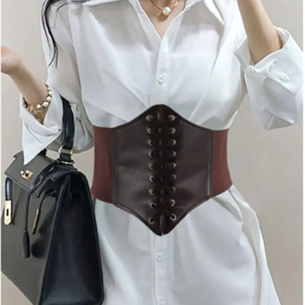 High Elasticity Slimming Body Belts PU Leather Waist Cincher New Wide Belt