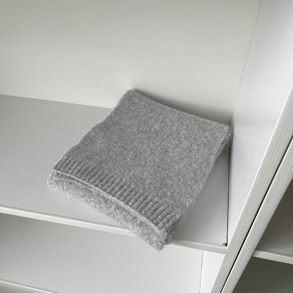 Homemade basic soft waxy premium atmosphere wool blend solid color knitted scarf women's winter wool scarf men's