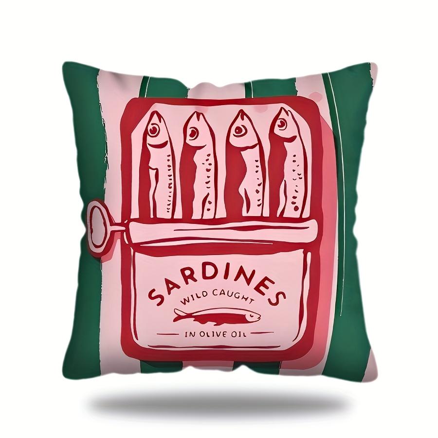 VIKAMA Whimsical Sardine Tin Cushion Cover Soft and Skin-Friendly Living Room Sofa Cushion Cover Bedroom & Holiday Home Decor