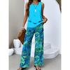 New spot European and American women's clothing hot-selling sleeveless double-layer vest pants set T-shirt