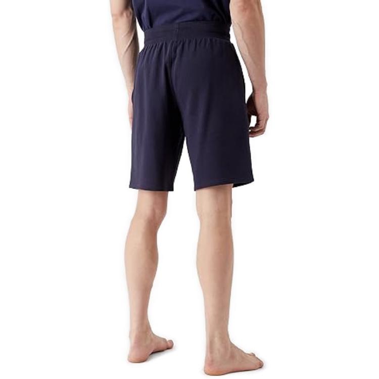 Emporio Armani Shield Logo Fleece Drawstring Casual Shorts Men shorts Blue 1110043-R5734-8336