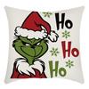 Grinch Linen Throw Pillowcase Holiday Sofa Office Cushion Pillowcase Green Furry Christmas Pillowcase