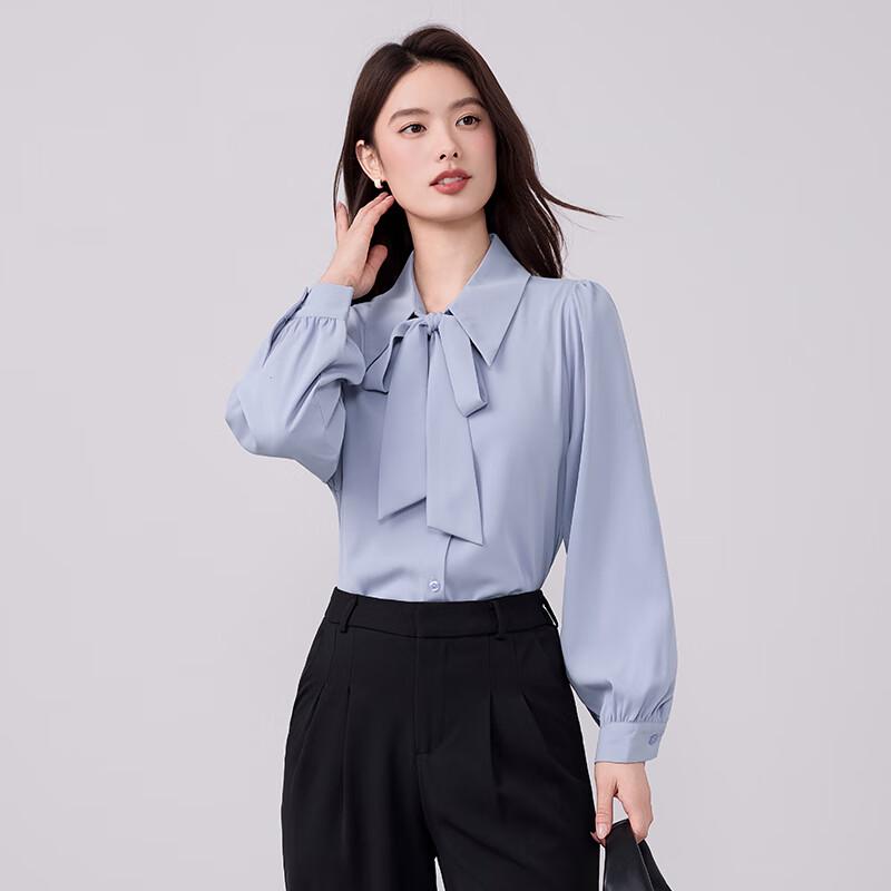 TLUOMAN Women's Non-Iron Detachable Bow-Tie Blouse