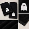 Bathroom Towel Accent Set, Black and White Ghostly Design Hand Towels in Two Piece Soft Polyester Pair for Guest Bath Use, Daily Drying, and Halloween