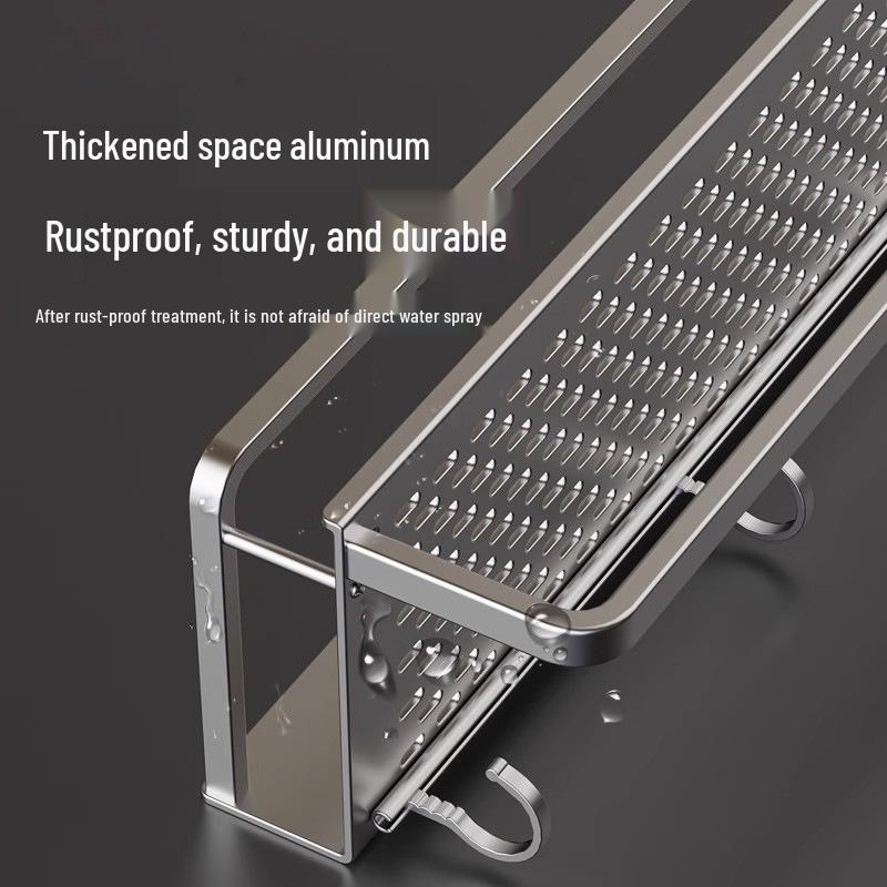 Punch-Free Wall-Mounted Bathroom Shelf - Vanity & Cosmetic Storage Rack