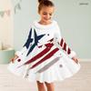Girls White High Neck Long Sleeve Printed A Line Flared Dress With Bow Fur Trim