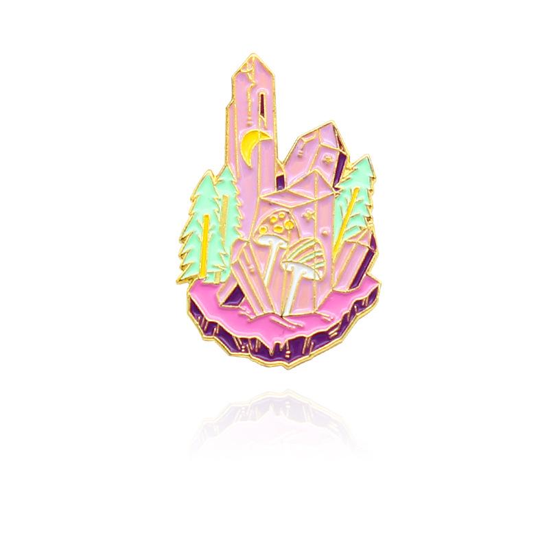 Mushroom Enamel Drip Brooch – Trendy Glacier Crystal Fashion Badge