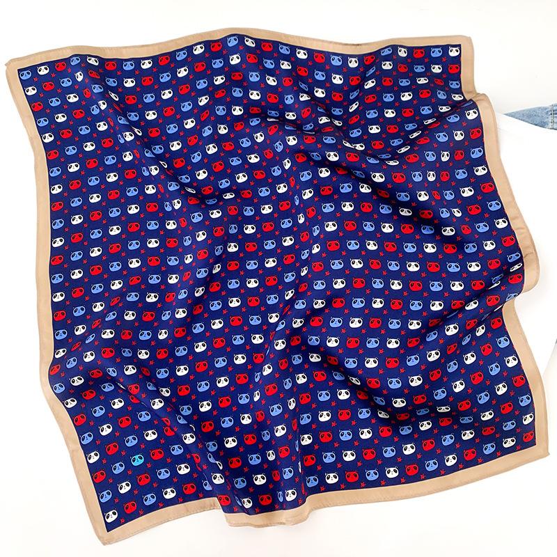 100% Pure Silk Scarf Women Neck Hair Band Foulard Square Small Headband  Fashion Print Neckerchief Scarves Bandana 53*53cm
