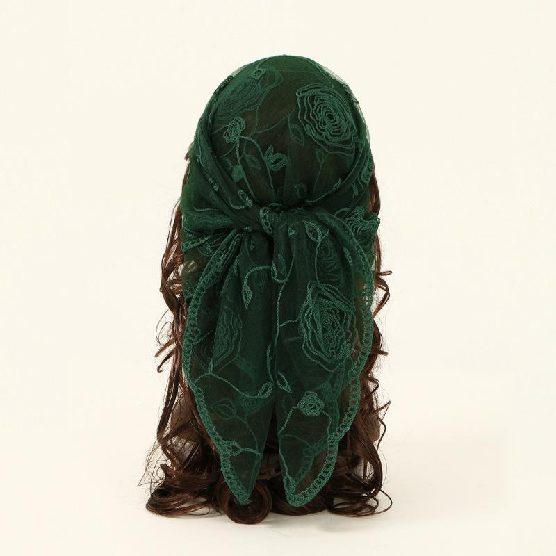 Hot-selling new rose-embroidered polyester square scarf fashion versatile spring, summer and autumn decorative shawl bag headscarf