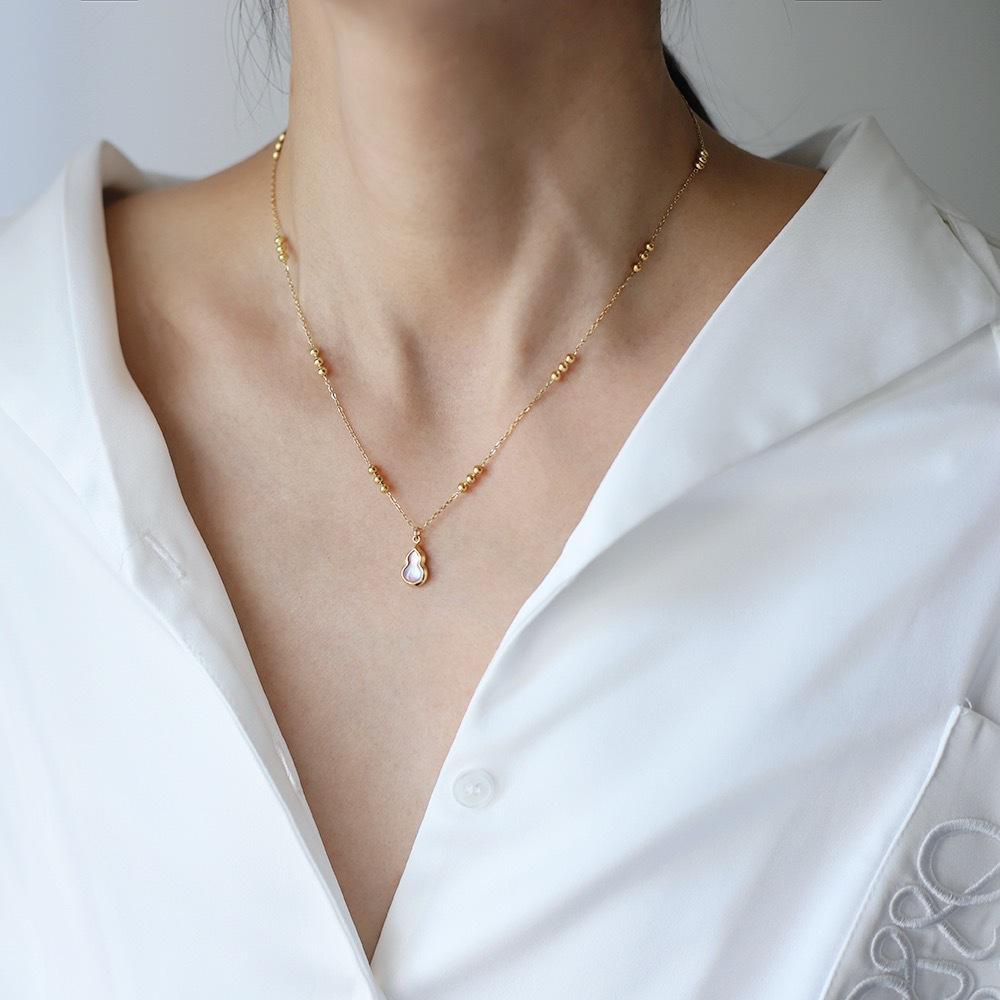 Fashion Stainless Steel Pink Shell Pendant Chic Necklace 2025 High Quality Arrivals Zircon for Women