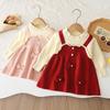 Girls' Knit Princess Dress: Stylish Woolen Suspender Skirt for Spring & Autumn