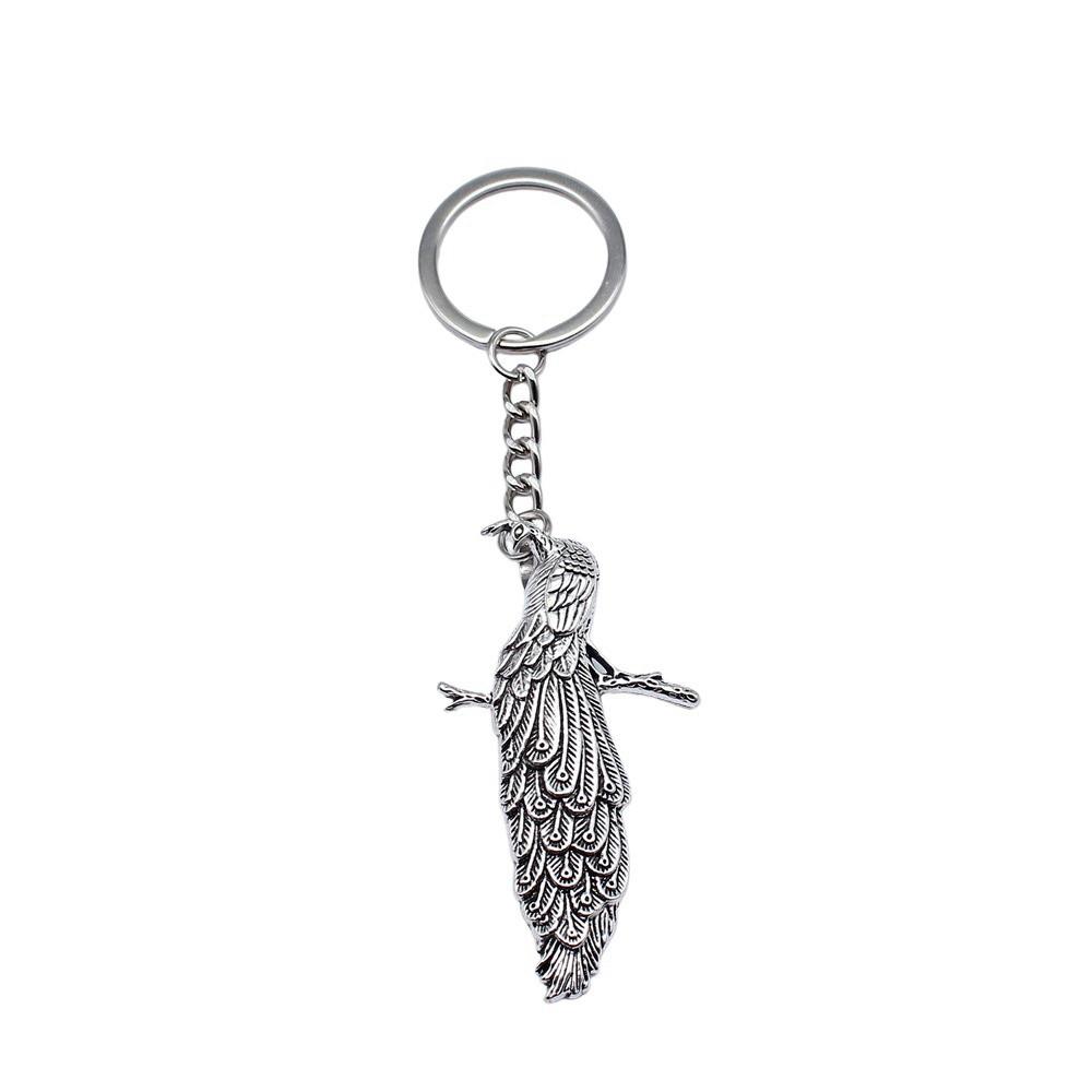 Pfauen Emaille Charms Eulen Schlüsselanhänger Vogel Anhänger Schlüsselring 28mm