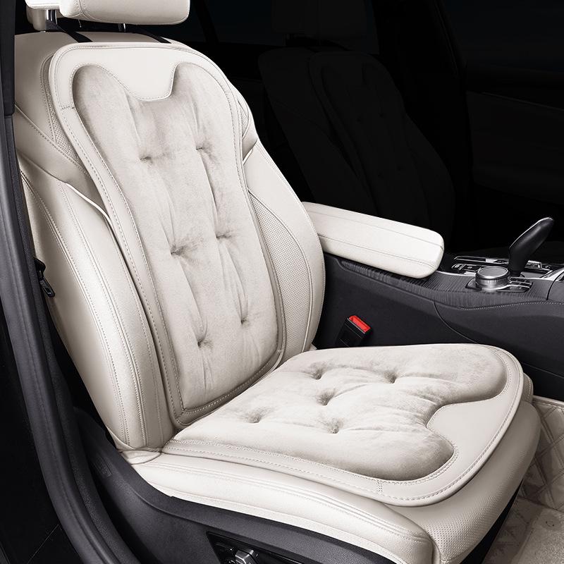 Plush Car Seat Cushion with Backrest - Thickened for Autumn/Winter Warmth