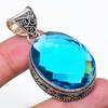 Natural Swiss Blue Topaz Gemstone 925 Sterling Silver Jewelry Pendant 2.05" AP-14300